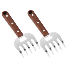 2 Pieces Kitchen Meat Fork Chicken Puller Claw Grill Tools Wooden for Meat Grinder Cooking Forks 30cm