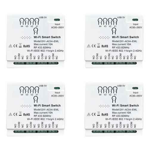 4CH WiFi Smart Switch RF433 85-265V 2.4G WiFi