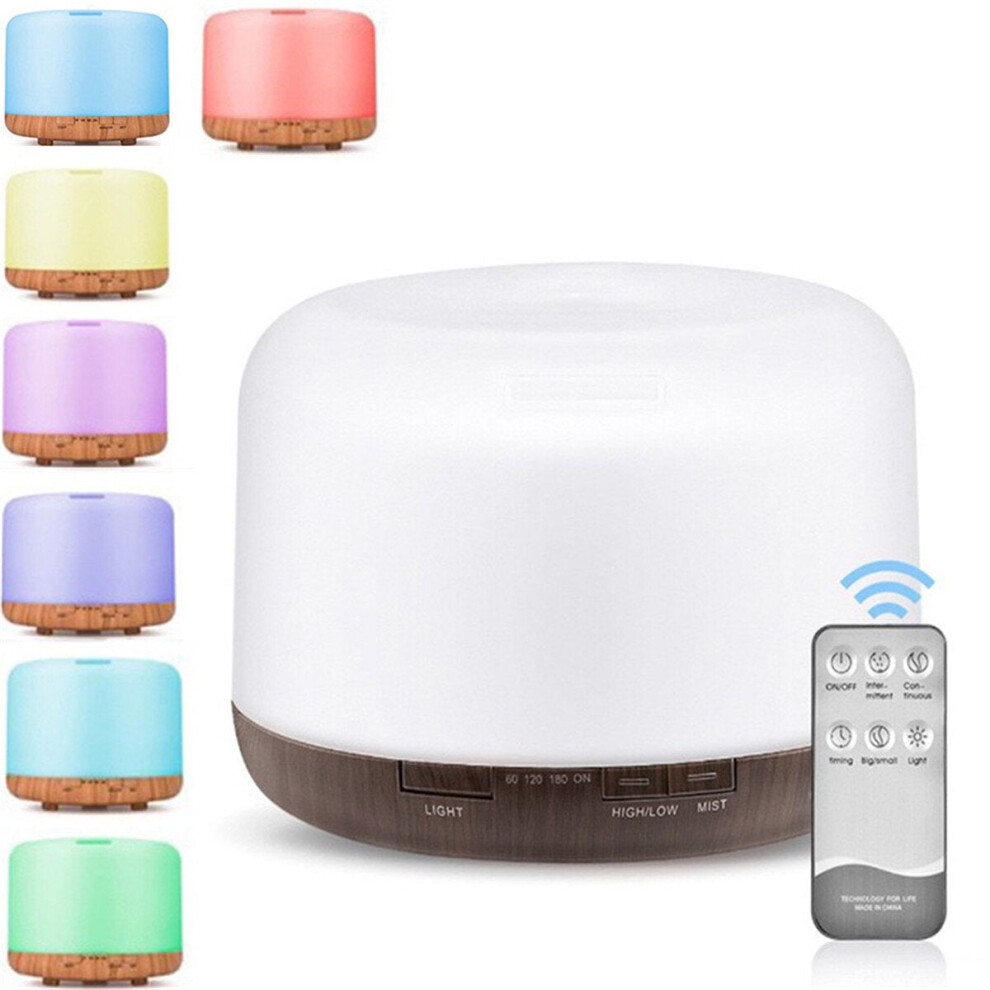 (White, With remote control) Large Mist Spray 500ML Ultrasonic Aroma Diffuser Household Humidifier Colorful Night Light Household Air Purifying Humidi-image-OPC-PJKC279-NEW