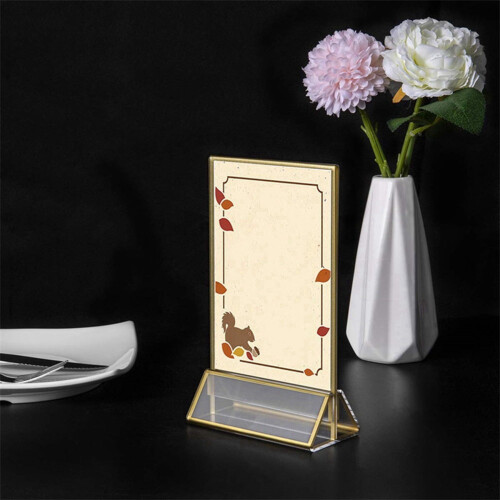 Schilderhalter, goldener Bilderrahmen, doppelseitig, transparenter Displayständer 2