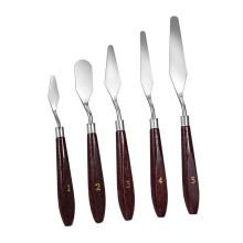 5-Piece Metal Palette Knife Set with Wooden Handle for Oil Painting, Versatile Art Tools for Artists and Art Students, Random Color Handles