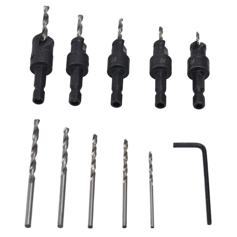 Adjustable Countersink Drill Bit Set 11Pcs For Woodworking Fast Change Chamfer 4621340323633