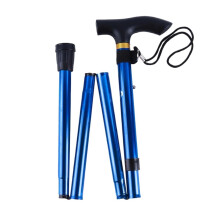 Hiking Equipment Adjustable Telescopic Walking Stick Blue, Aluminium Alloy Foldable Trekking Poles for Elderly Crutches