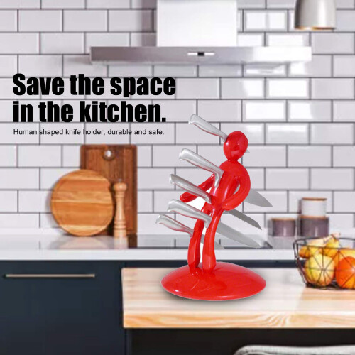 Red Human Shaped Knife Holder - Multifunctional, 25cm Bottom, 38cm Tall 2