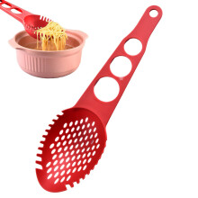 Spaghetti Spoon and Server, Red 2 in 1 Multifunctional Pasta Strainer and Serving Tool for Home Kitchen Family Dinners