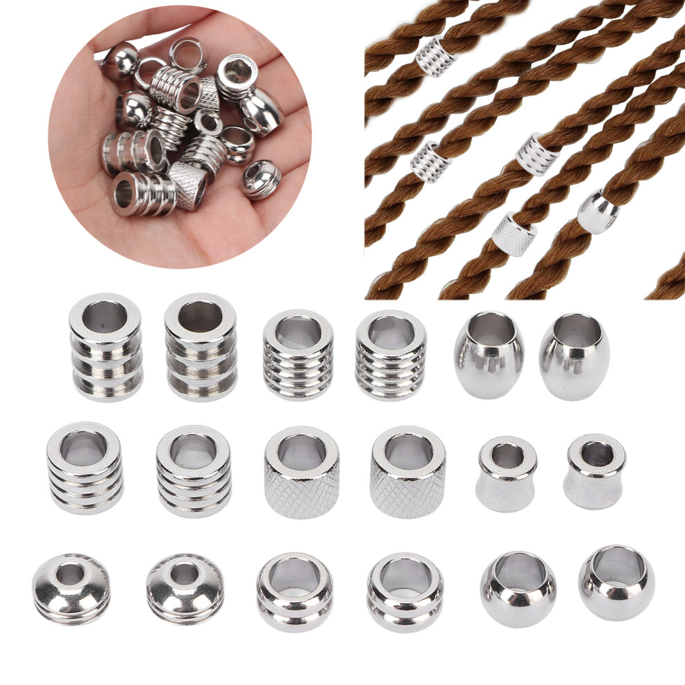 18Pcs Stainless Steel Viking Hair Beads for Braids & Beards Glossy Edge