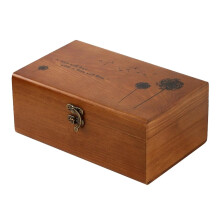 Wooden Sewing Box, Vintage Portable Sewing Basket, Empty Craft Storage Container with Patterns