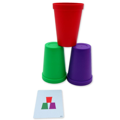 Children's Stacking Cups Speed Challenge Game, 12 Cups + 50 Cards