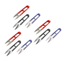 10-Pack U-Shaped Embroidery Scissors, Stainless Steel Thread Snips for DIY Crafts, Household Use, Random Colors