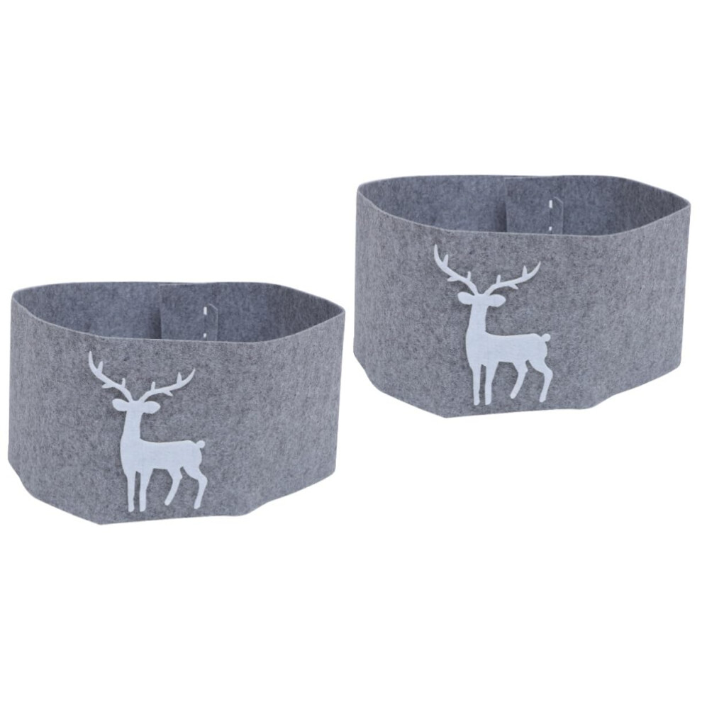 Christmas Tree Skirt Pack of 2 Grey Fabric Tree Collars with Elk Design for Holiday Decorations and Tree Mat Bottom Cover-image-OPC-PJKC6SP-NEW