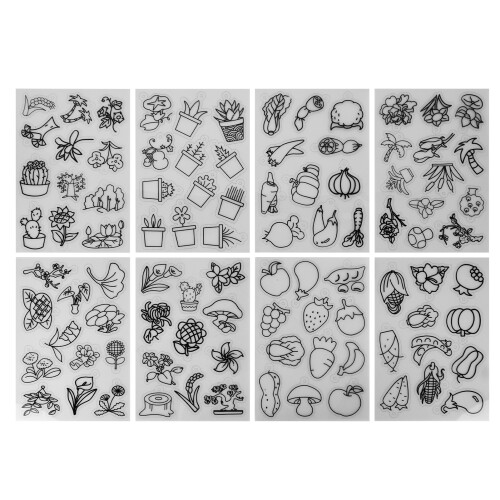 Multicolor 8Pcs Heat Shrink Sheets with Fruits & Vegetables Pattern 1