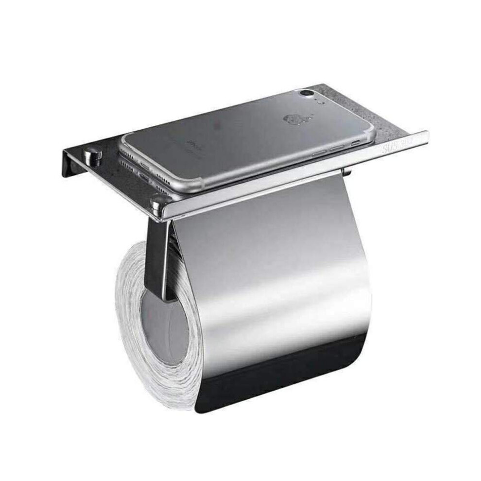 Toilet Paper Holder with Lid Stainless Steel Wall Mount Holder with Shelf for Public Bathrooms and Hotels-image-OPC-PJKC6Z2-NEW