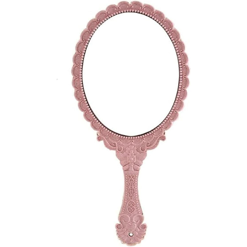 Vintage Handheld Carved Cosmetic Mirror for Makeup and Spa, Compact Decorative Mirror with Handle for Women