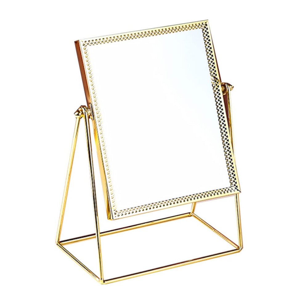 Golden Make-Up Mirror With Magnification, Desk Cosmetic Mirror, Table Beauty Mirror For Makeup Application