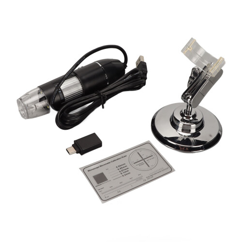 Microscopio digital 1600X 2-in-1 USB-C, 8 LEDs 1