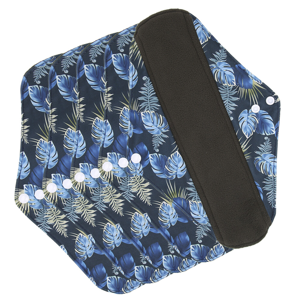 5pcs Washable Menstrual Pads Bamboo Charcoal Soft Reusable Sanitary Pads