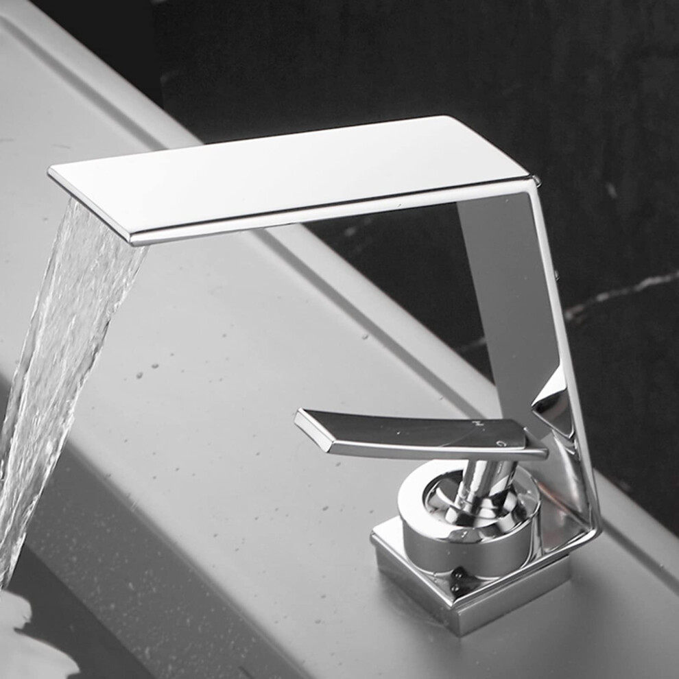 Waterfall Brass Single Hole Faucet For Bathroom Washbasin In Chrome, Single-Handle Faucet, Modern Design 6276012416762