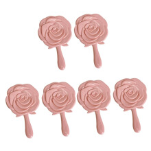 Set of 6 Floral Hand Mirrors for Makeup, Charming Pink Beauty Mirrors, Household Decorative Glass Mirrors for Girls