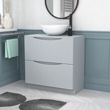 Nes Home Matte Grey 800mm Freestanding Vanity Round Ceramic Countertop Basin