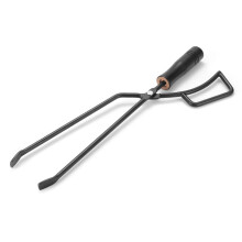 Fire Tongs with Insulated Wooden Handle, Upgraded Grip, Durable Wood Grabber, Firewood Scissors for Outdoor Camping and BBQ