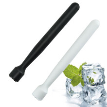 Ice Crusher Pack of 2, Plastic Cocktail Muddler and Herb Masher, Black and White Mojito Masher for Bars and Home Use