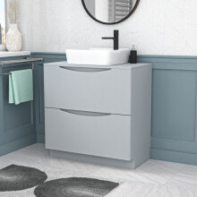 Nes Home 800mm Matte Grey Drawers Vanity, Worktop & Square Rounded Corner Basin