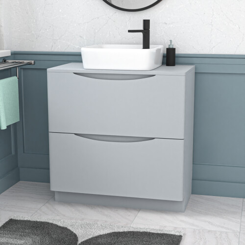 NES Home Nes Home 800mm Matte Grey Drawers Vanity, Worktop & Square Rounded Corner Basin 1