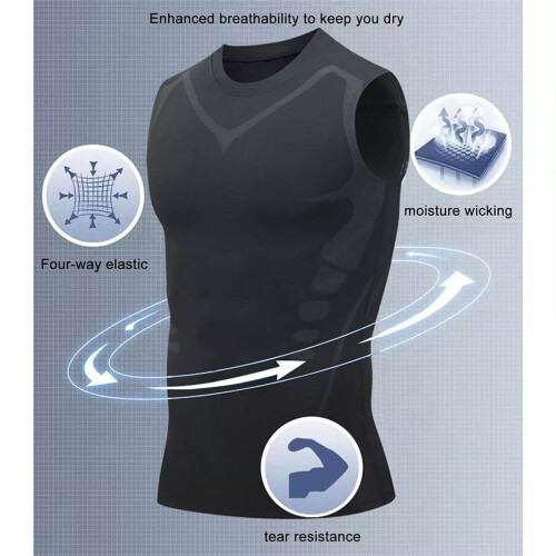 (black, XL) Chest Compression Immediate Slimming Chest Vest For Men 2. Ulti Mate 2