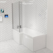 Modern Bathroom L-shape Shower Left Hand, Bath Screen & Front Panel