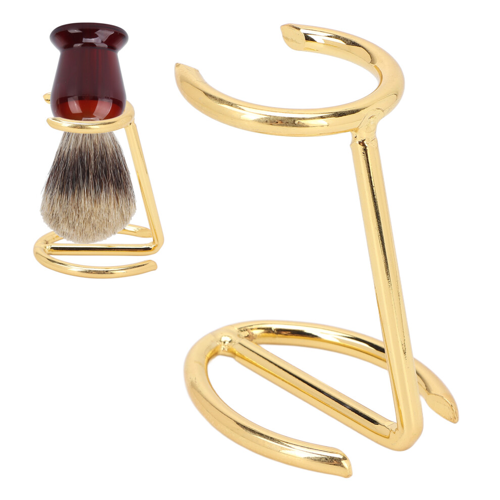 Golden Zinc Alloy Shave Brush Stand for Men, Portable Standard Size