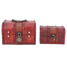 Essential Oil Wooden Gift Box Set 2 Pieces Decorative Storage with Metal Hinge