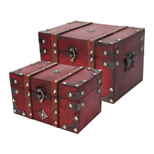 2pcs Wooden Vintage Suitcase Storage Box 16x12x4 cm for Photos & Souvenirs