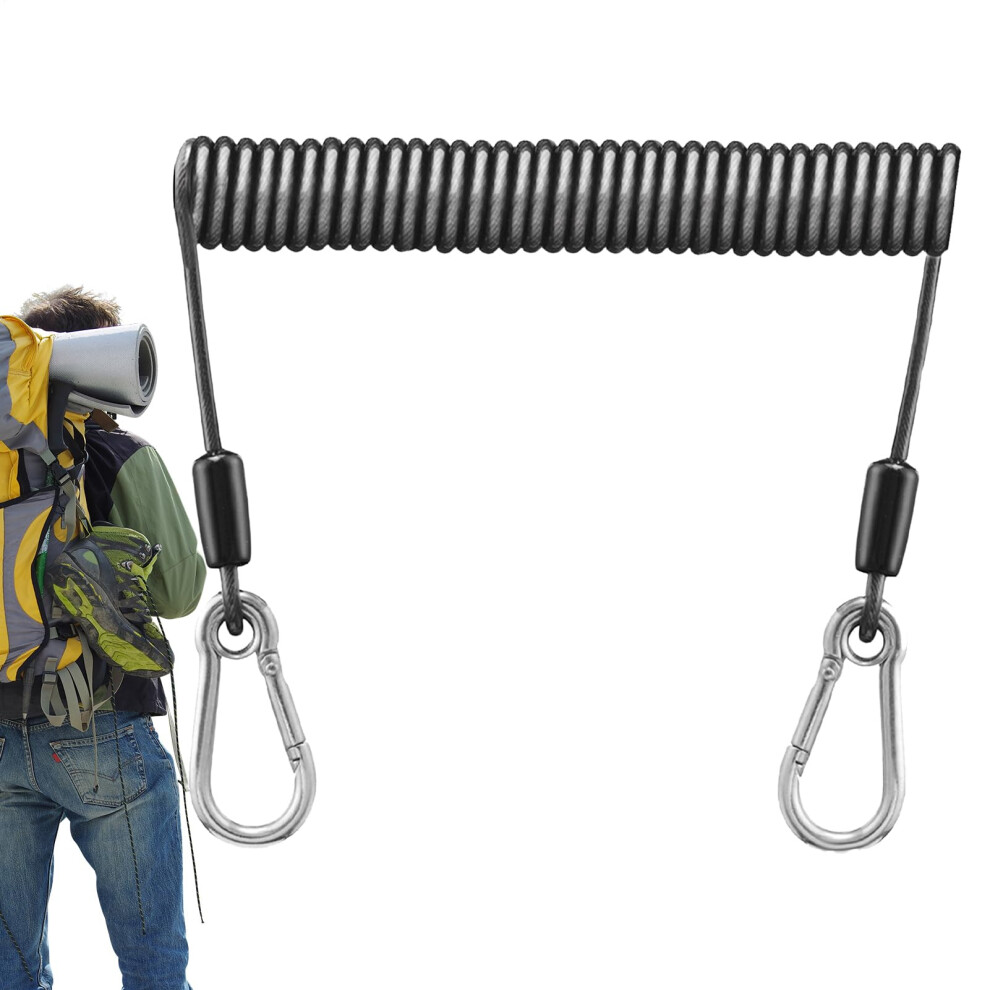 Heavy Duty Retractable Coiled Lanyard, 300 Cm Fishing Tether, Stainless Steel Safety Cord For Climbing And Boating 6947110078588