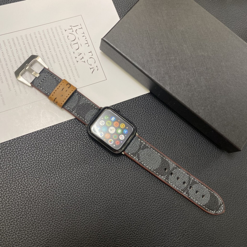 ( 42/44/45/49Mm) Suitable For Apple Iwatch S 8/9/7 With Leather Large Clasp 38/40/41/42/44/45/49Mm Black 6932641266443