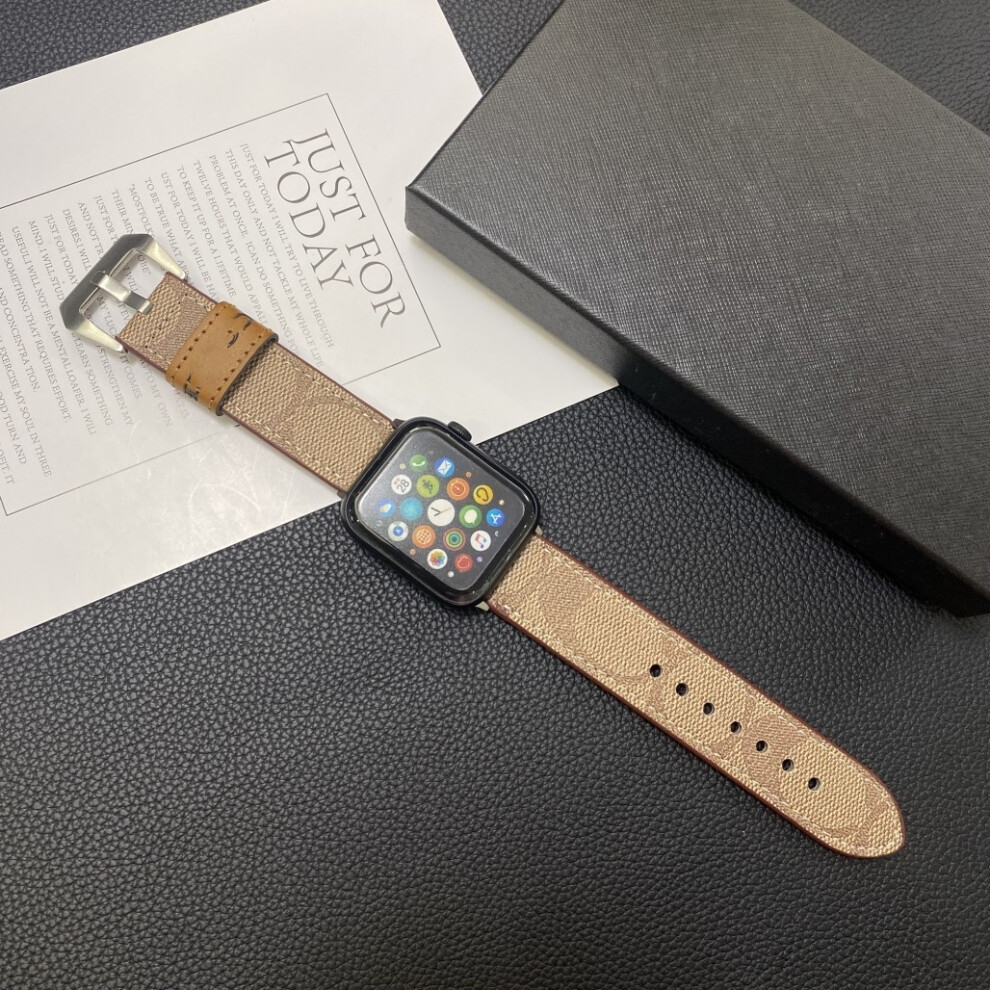 (Light 42/44/45/49Mm) Suitable For Apple Iwatch S 8/9/7 With Leather Large Clasp 38/40/41/42/44/45/49Mm Brown 6932641266481