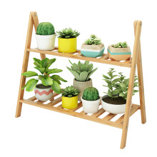 Estante de madera para macetas de dos niveles 45cmx50cm color madera