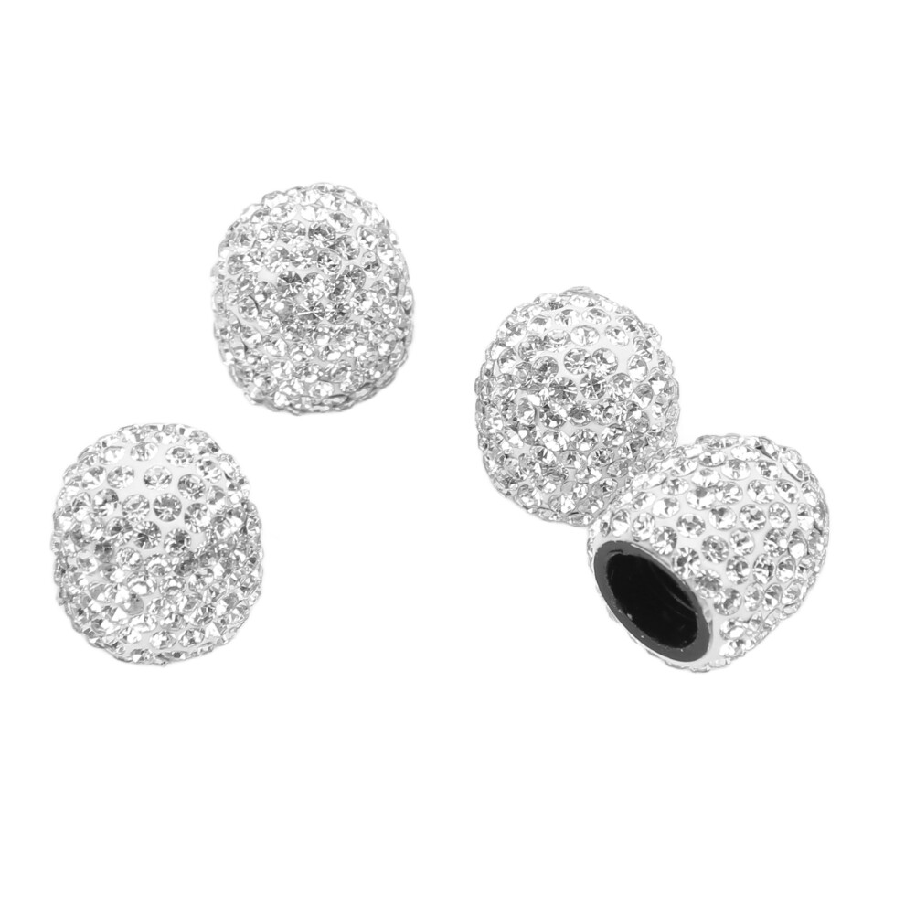 4 Pcs Bling Valve Stem Caps For Car Motorcycle 15Mm Air Tire Cover Silver 9401340343344