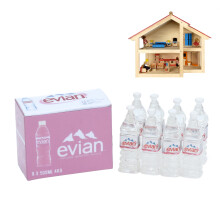 Échelle 1:12 Bouteilles d'eau de source pour maison de poupées, 8 pièces, transparent