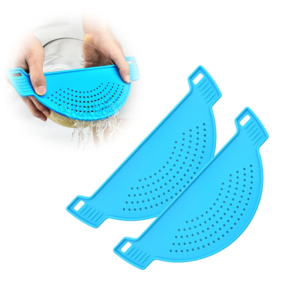 Food Strainer Set, 2 Pieces Snap Strainers for Pasta and Vegetables, Blue Cooking Strainers for Pots and Bowls-image-OPC-PJKCGTM-NEW