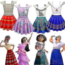 (9-10 Years, Mirabel Dress) Girls Encanto Costume Kids Dress Wigs Props Carnival Party Fancy Dress