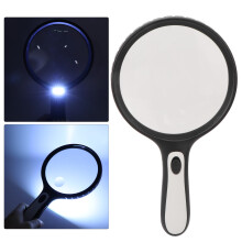 Lupa de mano 3x-6x, lente doble, luz LED