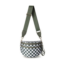 (Bean Green Lattice) Nuvore Crossbody Bag, Checkered Crossbody Comfort Bag, Fanny Packs for Women