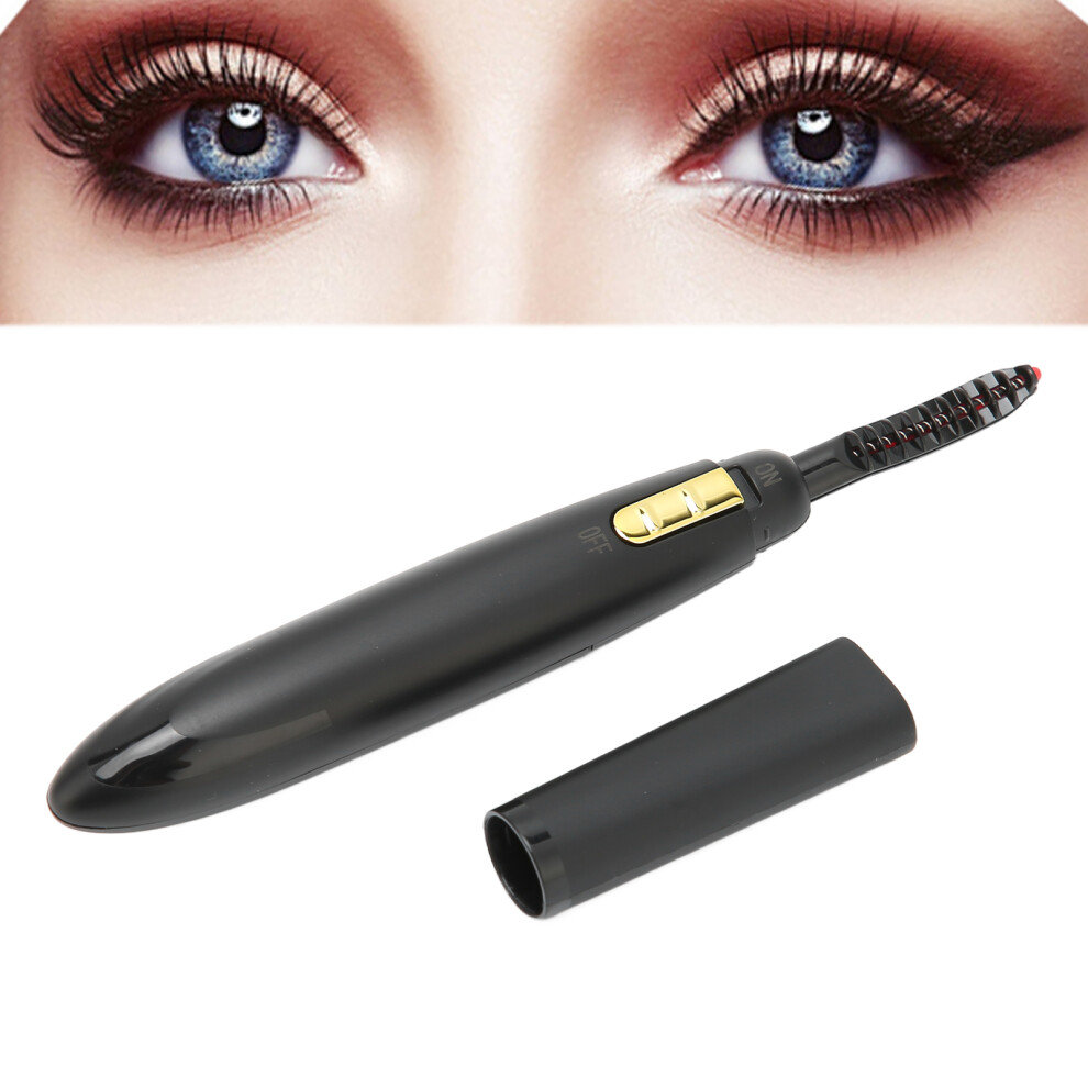 Black Quick Heating Battery-Powered Electric Eyelash Curler Long Lasting Curl