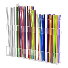 Acrylic Straw Holder, Self-Adhesive Straw Organizer, Transparent Chopstick Holder, Space-Saving Design for Cabinet