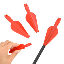 Archery Connected Arrow Cams Pack of 50 with Plastic Fletching and Red Arrow Feathers for 8mm Shaft