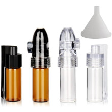 4 Pack Spice Powder Dispenser Set with Mini Funnel, Portable Outdoor Spice Container in White and Brown, Travel-Friendly Storage Bottles