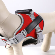 Arnés y correa para perro reflectantes y ajustables, rojo, talla XL