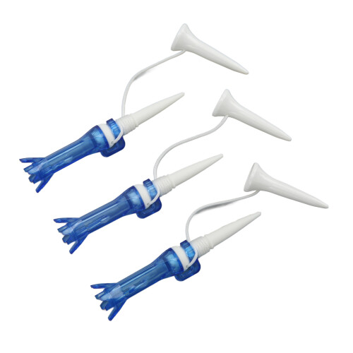Ensemble de 3 tees de golf flexibles - 8 griffes, 16 mm, bleu