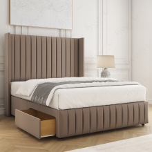 (Mink, Single 3ft) Velvet Luna Divan Bed with Mattress & 2 Drawers