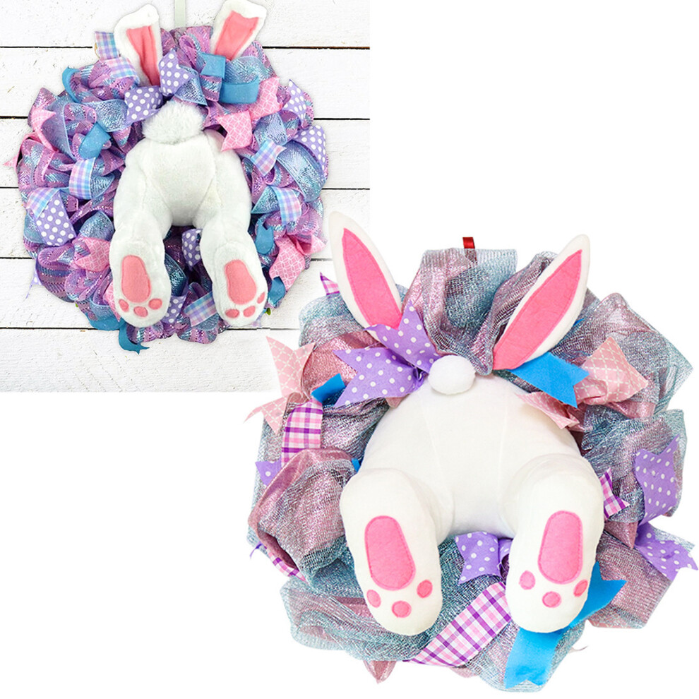 (B) Easter Bunny Wreath Funny Decoration For Front Door Spring Wreaths For-image-OPC-PJKCRGB-NEW